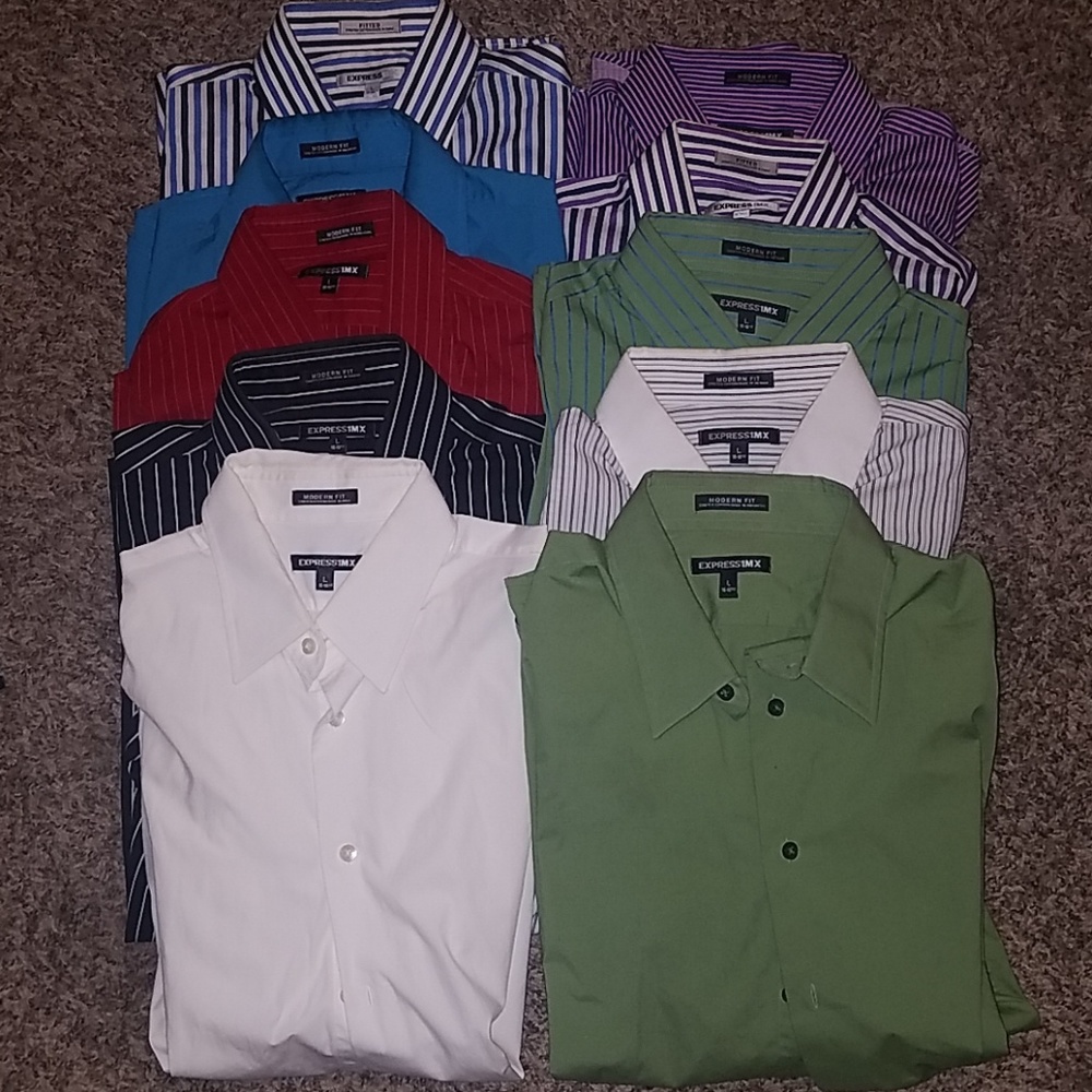 Lot of 10 men's modern fit Express dress shrits